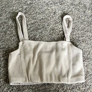 Zara Cream Ribbed Sleeveless Crop Top